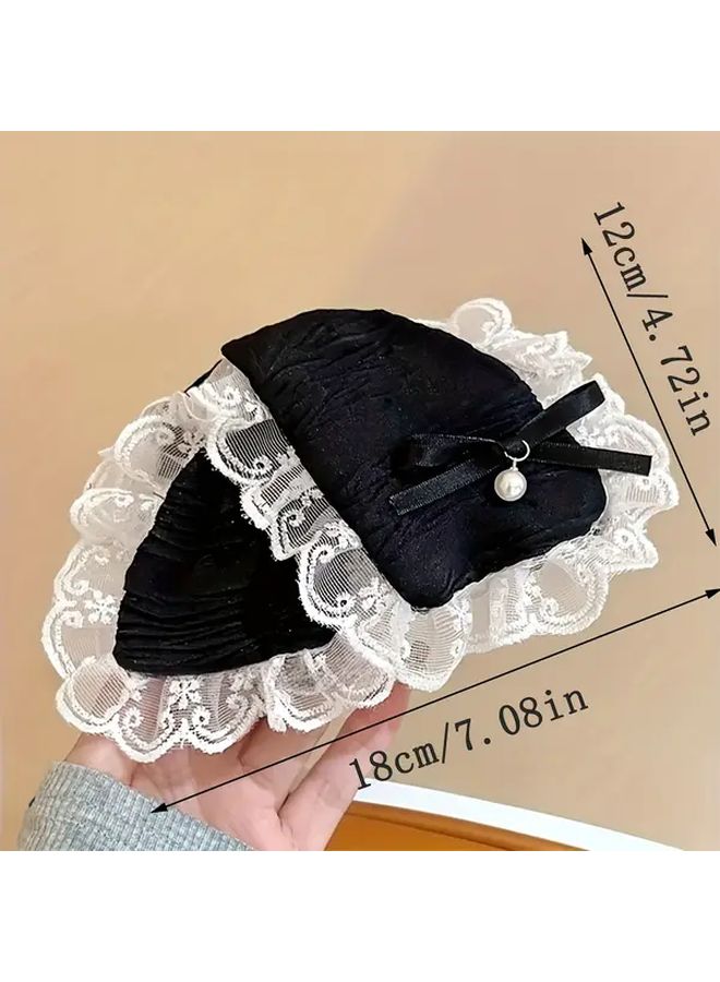 White Lace Bow French Style Shark Clip Hair Claw For Women Formal Events - Image 4